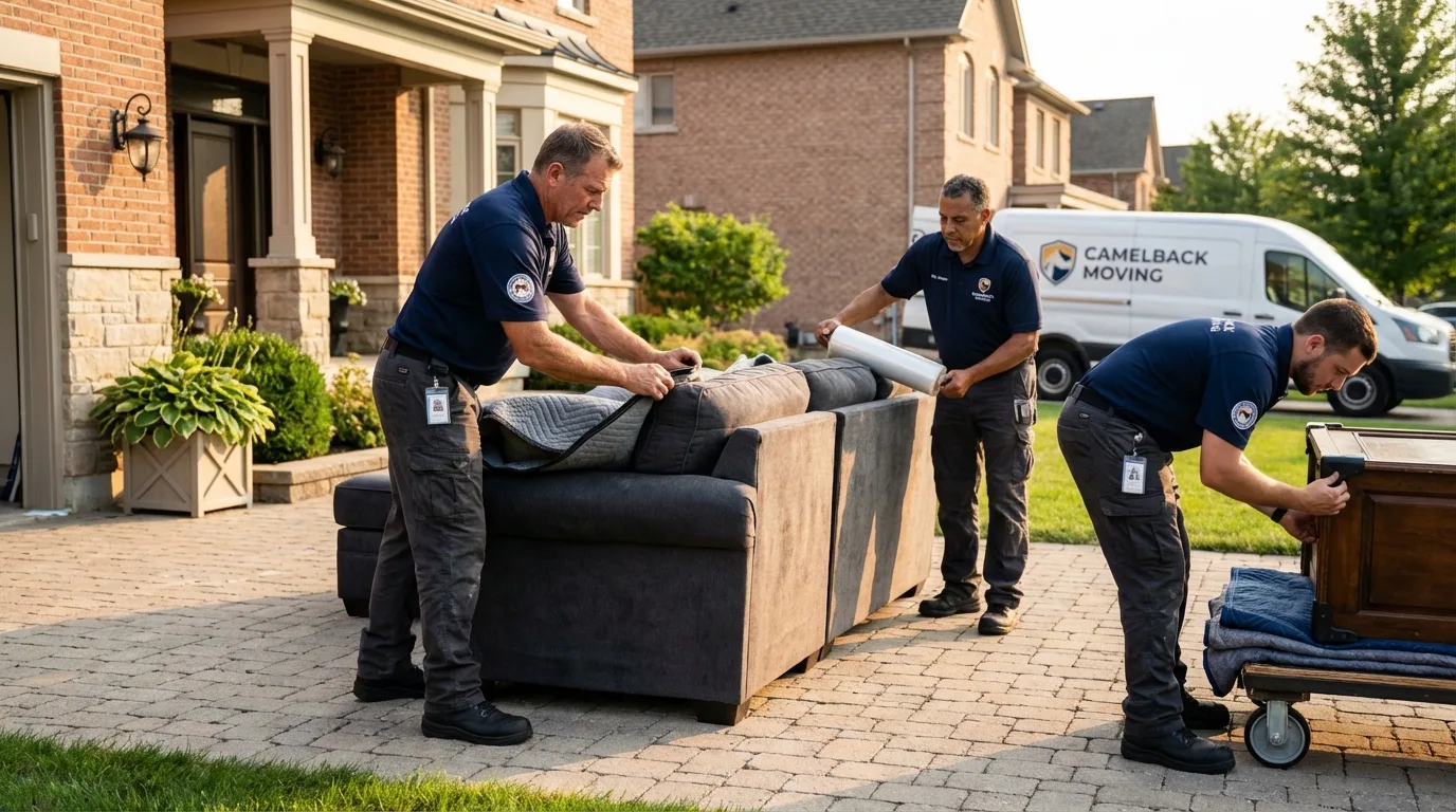 Large estate moving crew wrapping furniture in New Ipswich, NH