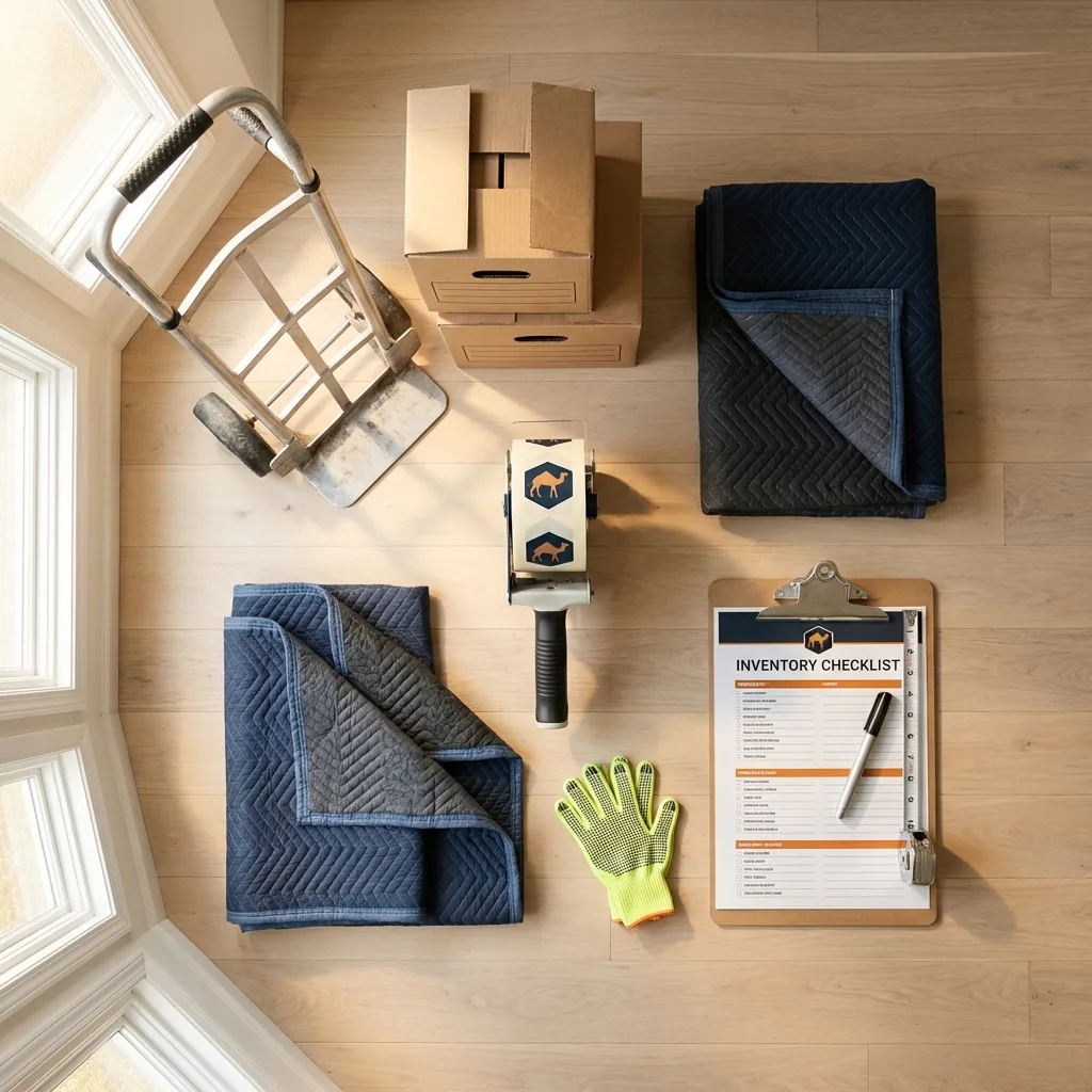 Professional moving supplies and packing materials layout for New Ipswich residential relocations